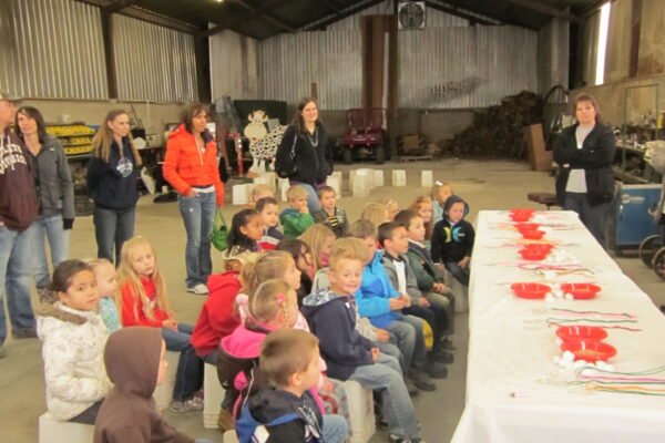 Making Living Necklaces at  Farm Field Days